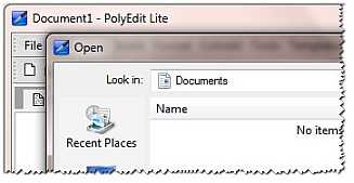 File dialog with no favorite links