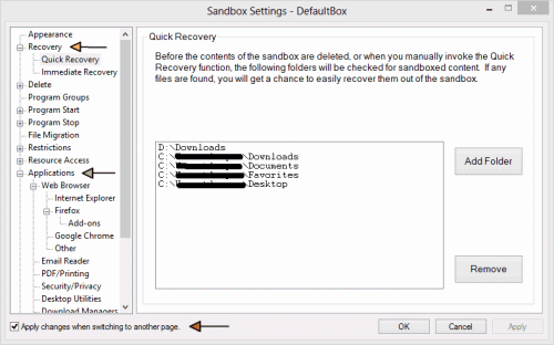 Sandboxie Settings