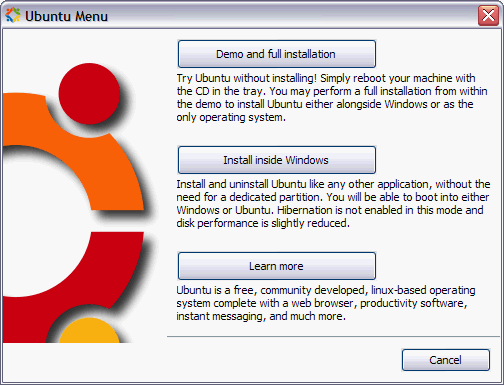 Ubuntu menu