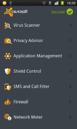 Avast! Mobile Security Main UI