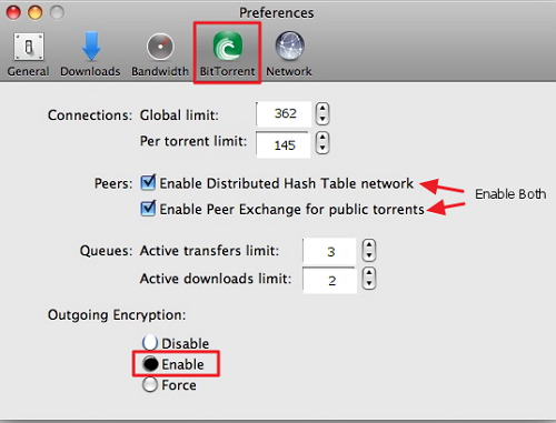 utorrent-for-mac-preferences-bittorrent-dht-pex-encryption-settings