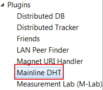 vuze-tools-options-plugins-mainline-dht-menu