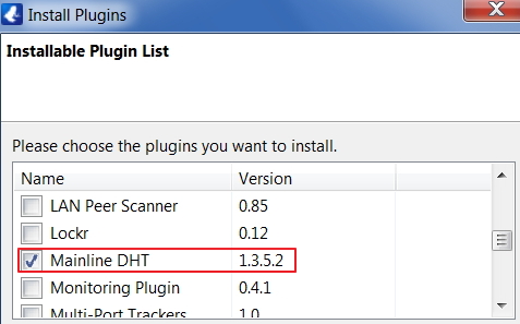 vuze-installable-plugins-mainline-DHT