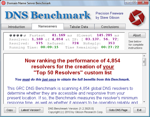 DNS Benchmark builds a custom list