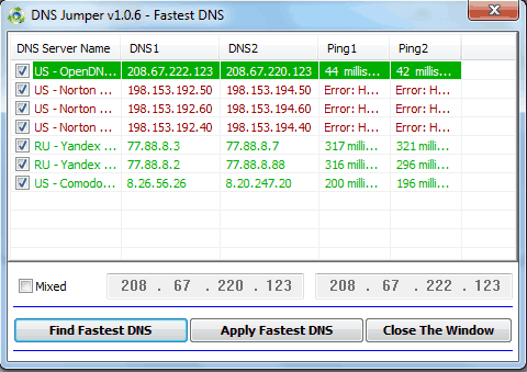 DNS Jumper main program