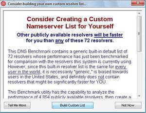 DNS Benchmark build a custom list