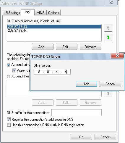 Open the Advanced TCP/IP Settings dialog