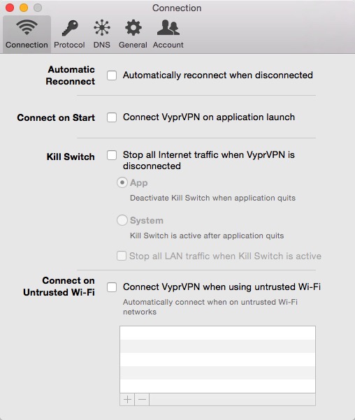 VyprVPN settings connection