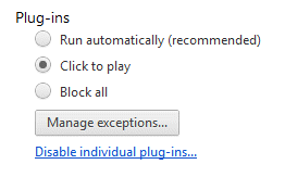 Chrome plug-in configuration