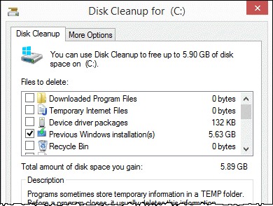 Disk cleanup in Windows 8.1