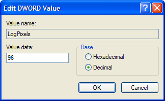 Dialog box for DWORD