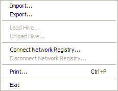 Registry File Menu