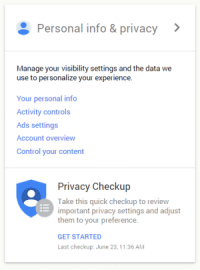 Google account privacy settings