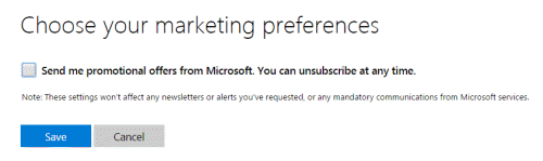 Microsoft marketing preferences