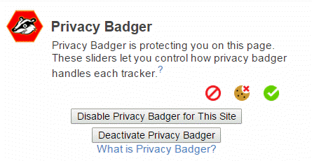 Privacy Badger settings