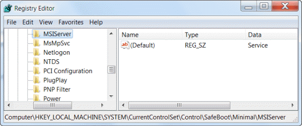 Registry editor