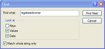 Regedit Find function