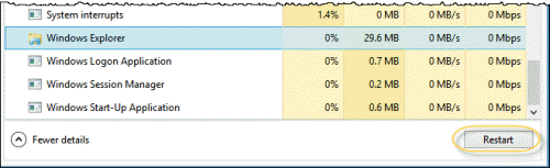 Restart Explorer from Task Manager