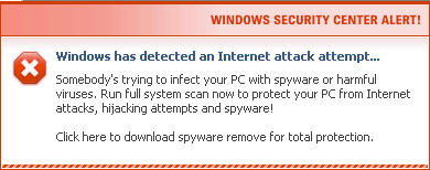 Example of phony warning from scareware