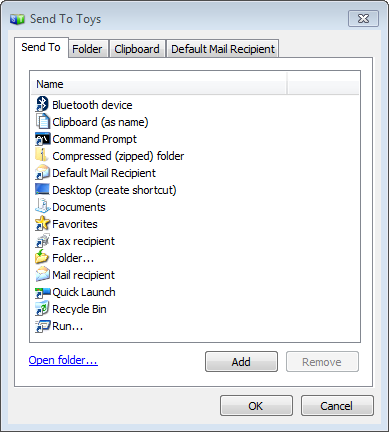 Selecting components for Send To Toys