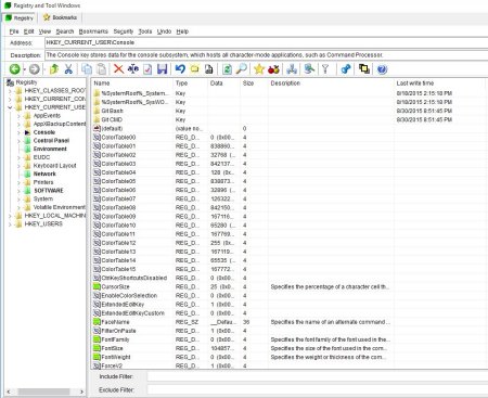 Registry editor window